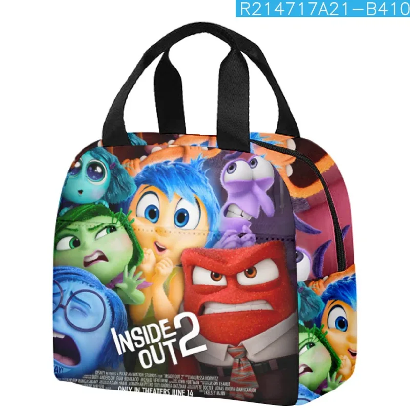 Disney Inside Out 2 Cartoon Lunch Bags Animation 3D Digital Printing Large Capacity Storage Thermal Bags Kids Portable Lunch Bag