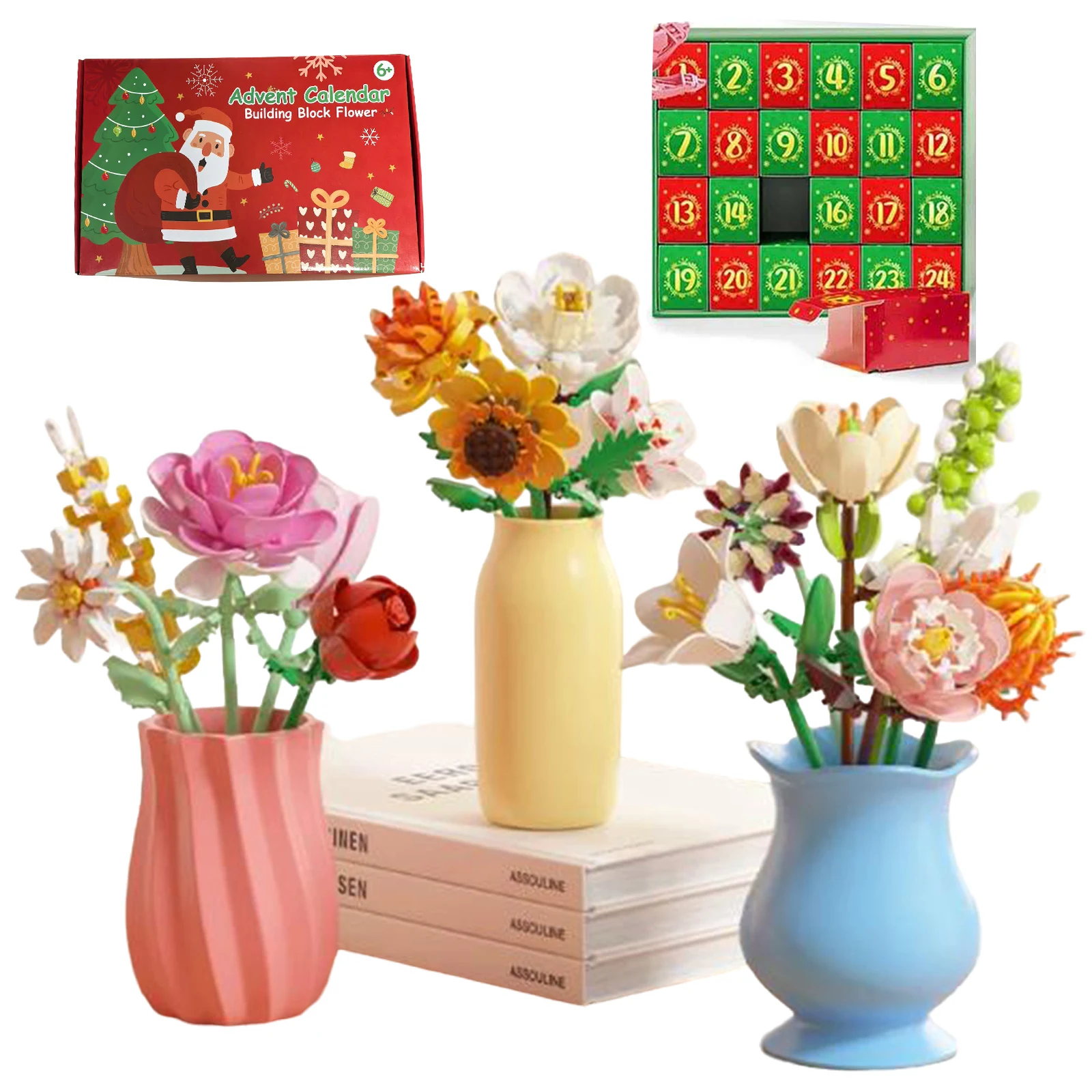

Christmas Countdown Calendar Flower Christmas Building Blocks Holiday Countdown Calendar Gifts for Adult Christmas Decoration