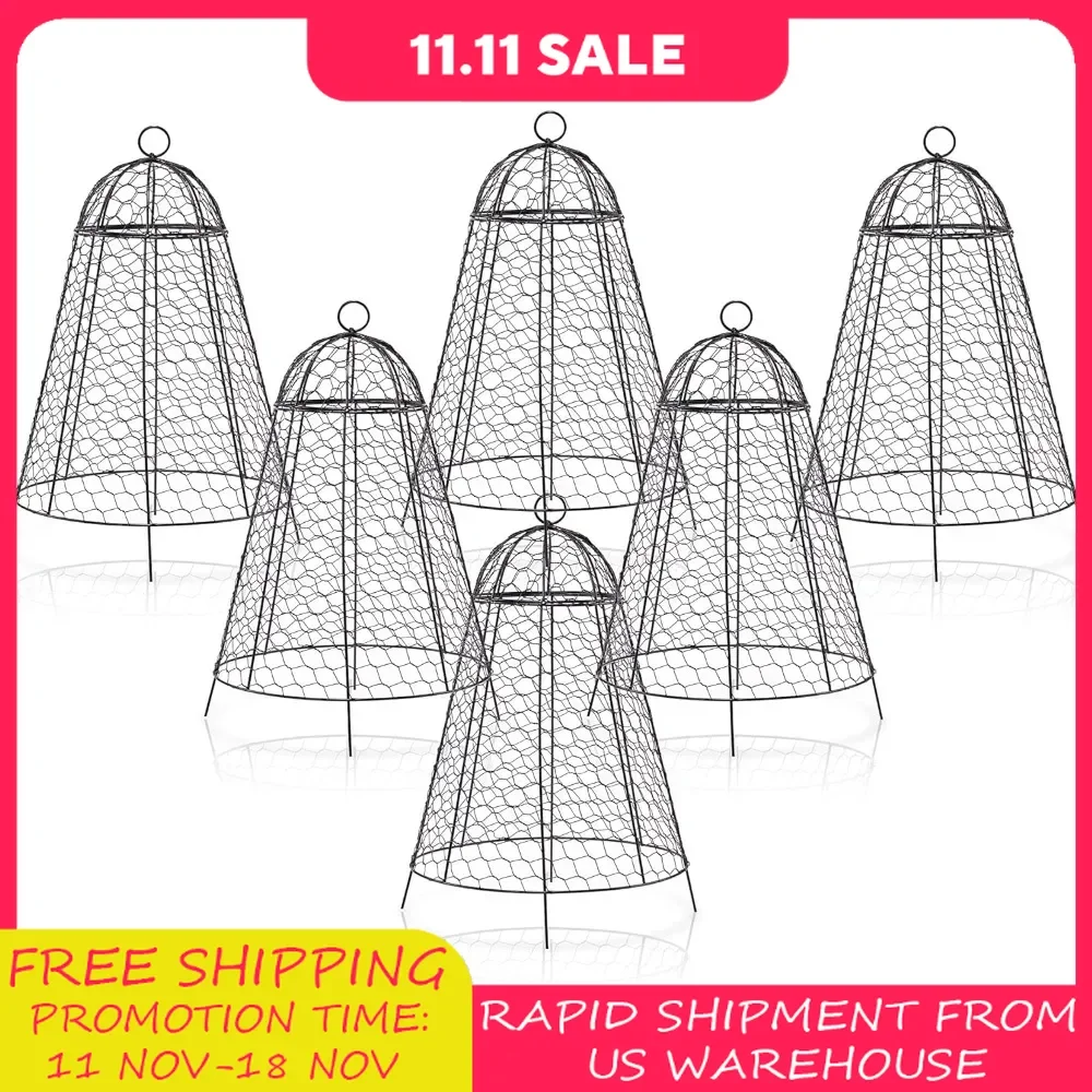 Garden Cloches for Plants Set of 6 Rustproof Chicken Wire Cloche Large Plant Cages with Fine Mesh Plant Cloche Protector to Keep