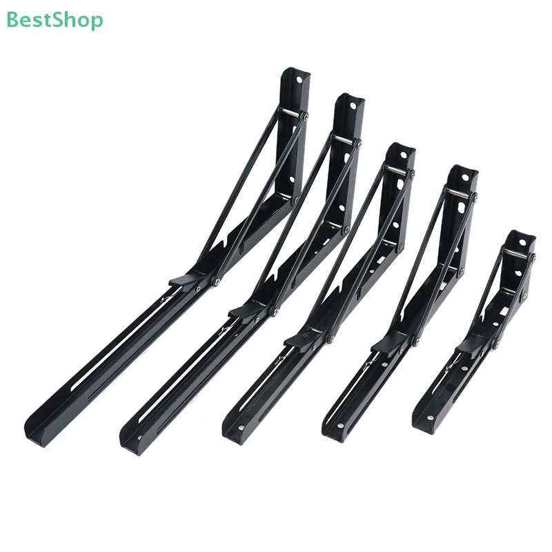 1/2Pcs Cold Rolled Steel Collapsible Shelf Heavy Duty Triangle Folding Angle Shelf Bracket For Table Work Bench Wall Mounted
