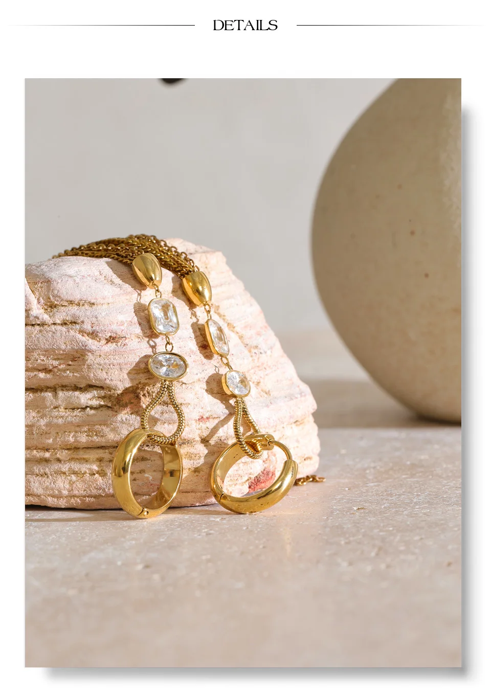 Yhpup Edelstahl Zirkonia Quasten-Wasserfall Lange Ketten-Ohrhänger PVD-Beschichtet Neuheiten Stilvoller Ästhetischer Schmuck – Detail 9