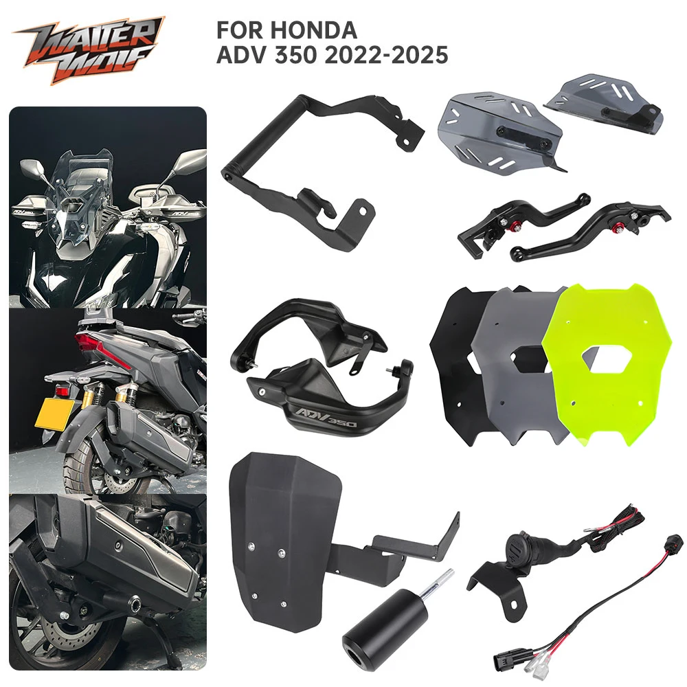 

Motorbike Scooter Handlebar Handguard Windshield For Honda ADV 350 2022-2025 GPS Phone Bracket Crash Slider Brake Clutch Levers