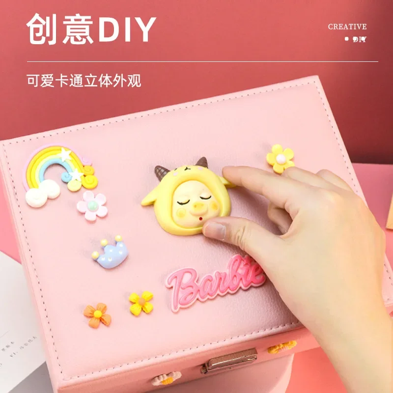 ชุดสีชมพูเด็กเล่น House ของเล่นจําลอง Double-deck เครื่องประดับ Dresser กล่องสร้อยข้อมือสร้อยคอ DIY อุปกรณ์เสริมผมของขวัญ