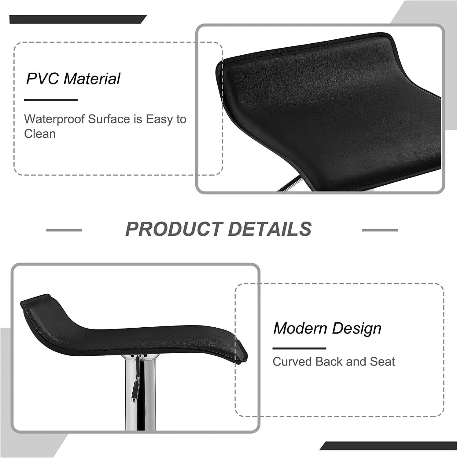 Bar Stools Set of 4, Armless Adjustable Swivel Barstools, Modern Backless Counter Height Stools for Kitchen