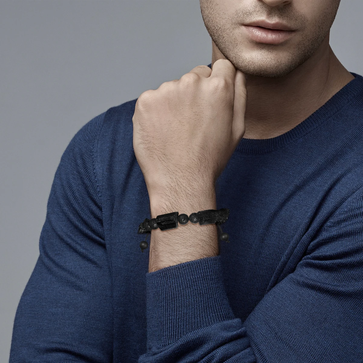 سوار التورمالين الأسود الطبيعي للرجال أساور حماية مصنوعة يدويًا سوار طاقة شفاء التوازن #4