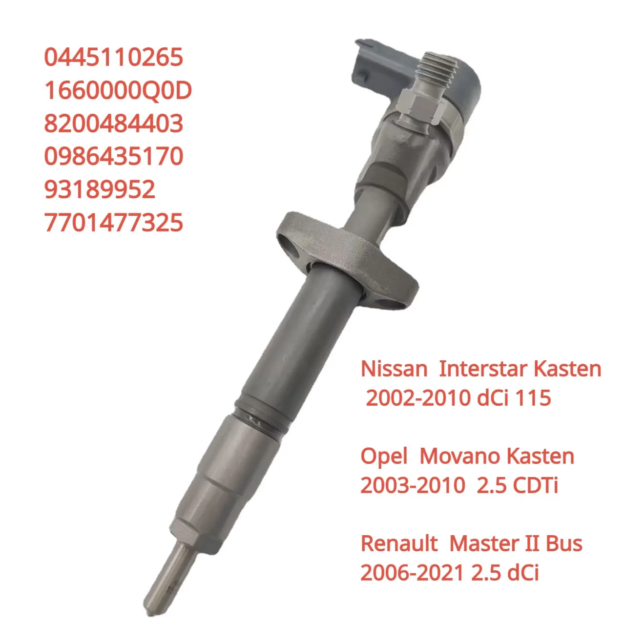 0445110265 0986435170 New Diesel Fuel Injector For Nissan Interstar Vauxhall Opel Movano Renault Master 2.5 dCi CDTi