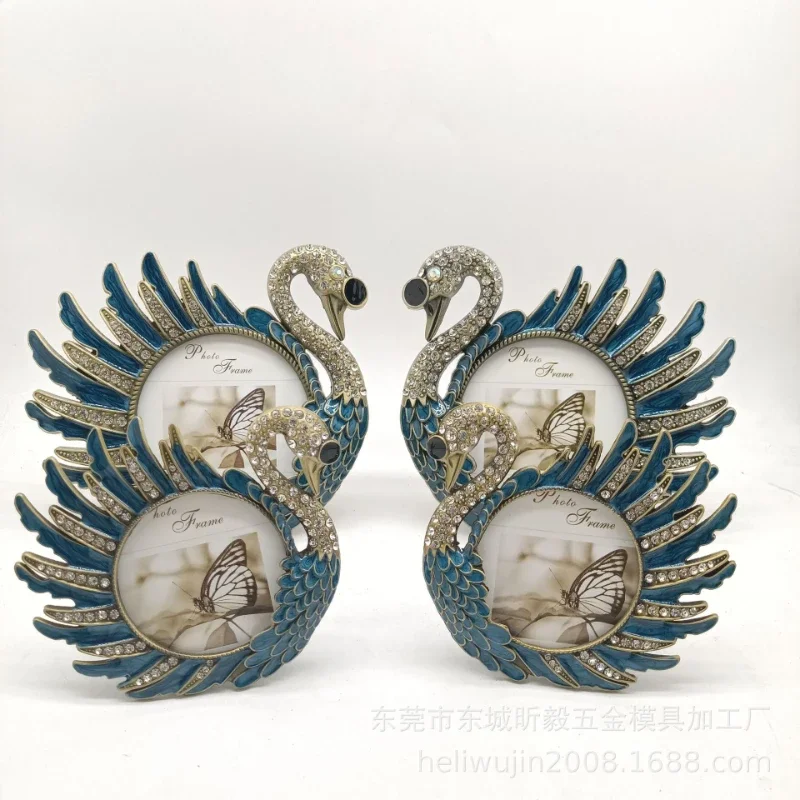 Металлическая рамка «Лебедь» с цветными бриллиантами Baolan, подарочная рамка, детская рамка Металлическая рамка «Лебедь» с цветными бриллиантами Baolan, подарочная рамка, детская рамка
