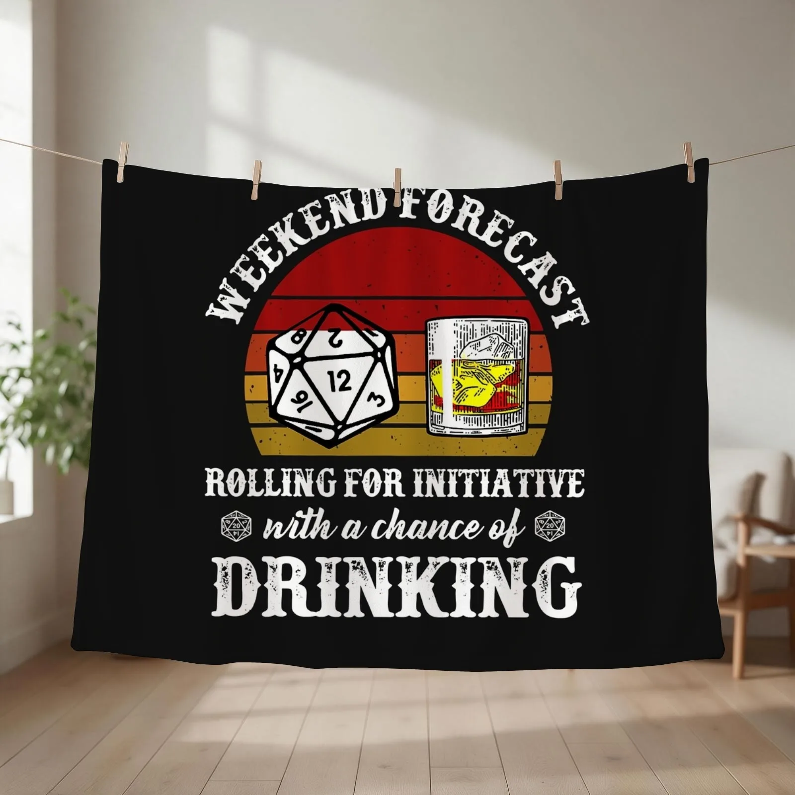 Weekend Forecast Rolling For Initiative And Drinking Whiskey Throw Blanket couch cozy soft plush fuzzy picnic outdoor blanket