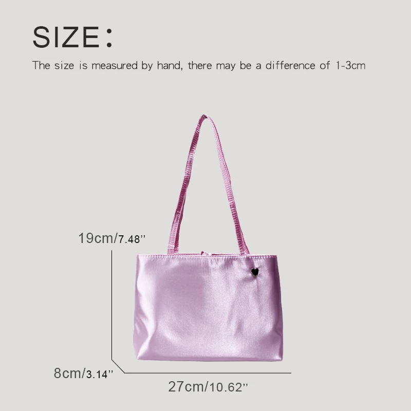 Korean Casual Tote Satin Tote Bags For Women Luxury Designer Handbags Purses 2024 New In Heart-Shaped Sequined Underarm Shoulder