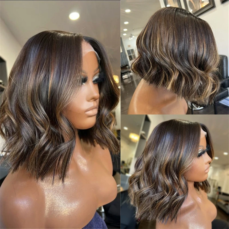 

Короткий парик-каре омбре темно-каштанового цвета с HD-кружевной передней частью, синтетический, без клея, оптовая цена от производителя, женский парик 12 дюймов