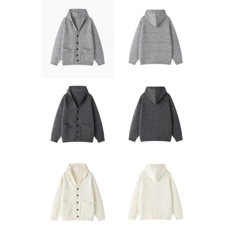 Fashionable and Trendy Loose Couple Hooded Knitted Cardigan for Autumn Winter Breathable and Cold Resistant Warm Sweater Jacket