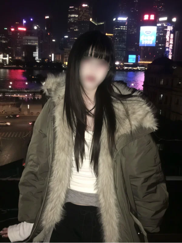 

Winter Thiened Plu Patchwork Barner Sle Parka Cotton Jaet Men's Retro American Sle Sewn Outerwear Coat