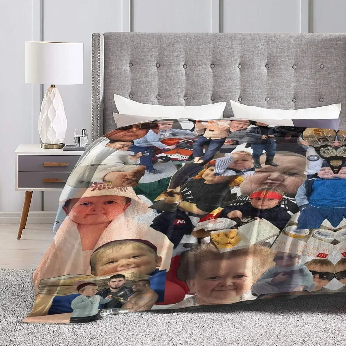 Hasbulla Magomedov Warm Soft Blanket Hasbik Photo Travel Throw Blanket Winter Graphic Custom Flannel Bedspread Sofa Bed Cover