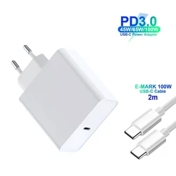 100W/65W/45W PD/QC3.0 USB C Fast Power Adapter 100W Type-C Cable For MacBook/iPad iPhone 15 SAMSUNG S24 Ultra S23 Plus S22