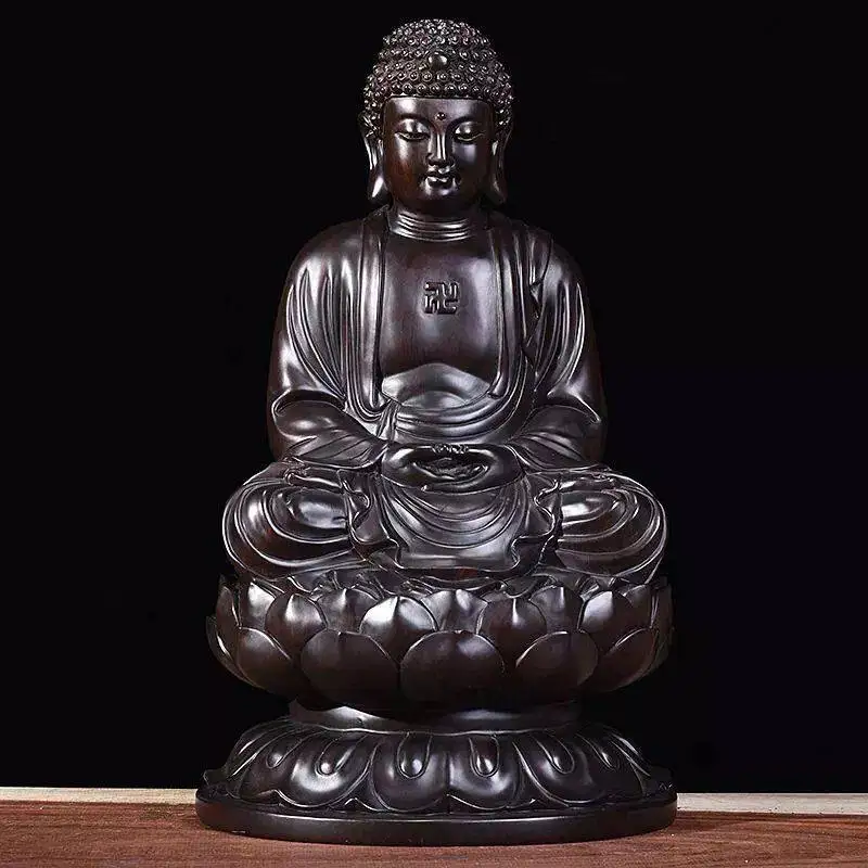 

Cz ebony wood carving great sun ornament shakyamuni buddha amitabha buddha three jewels buddha