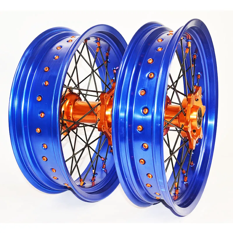 MOQ 1set 17 Inch Motorcycle Motard Spoke Rim 36 Holes Supermoto Wheels