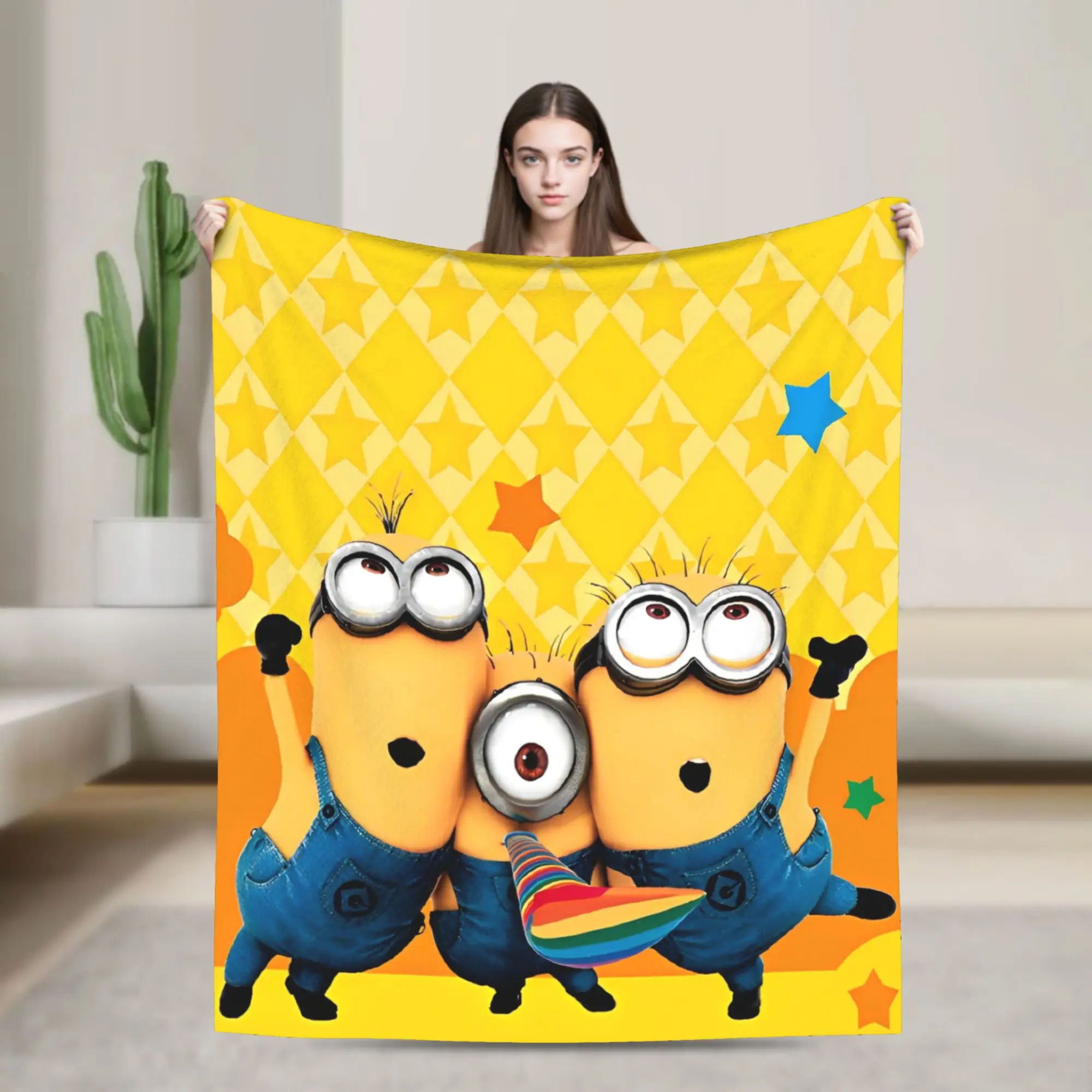 

Одеяло M-Minions, флисовое летнее одеяло с кондиционером, мультяшная комедия, портативное супер теплое одеяло для постельных принадлежностей, уличное покрывало
