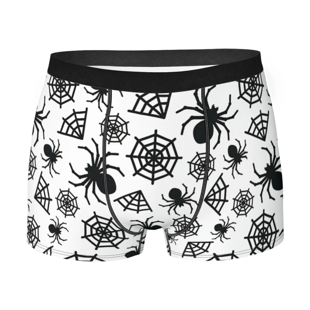 Halloween Spider and Spider Web PatternSpider Underpants Breathbale Panties Men's Underwear Ventilate  Shorts Boxer