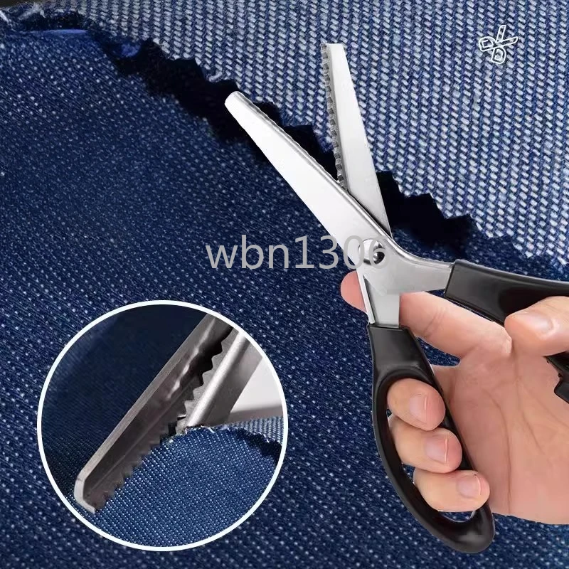 Tijeras de encaje para el hogar, tijeras dentadas hechas a mano para sastre, bricolaje, patrón de onda grande, bloqueo triangular, tijeras especiales