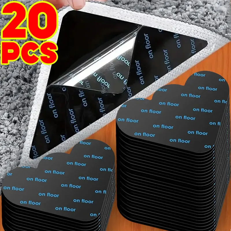 2/30pcs Carpet Non-slip Stickers Reusable Washable Anti Curling Carpet Patches Fixed Sticker Floor Rug Mat Grip Stoppers Tapes