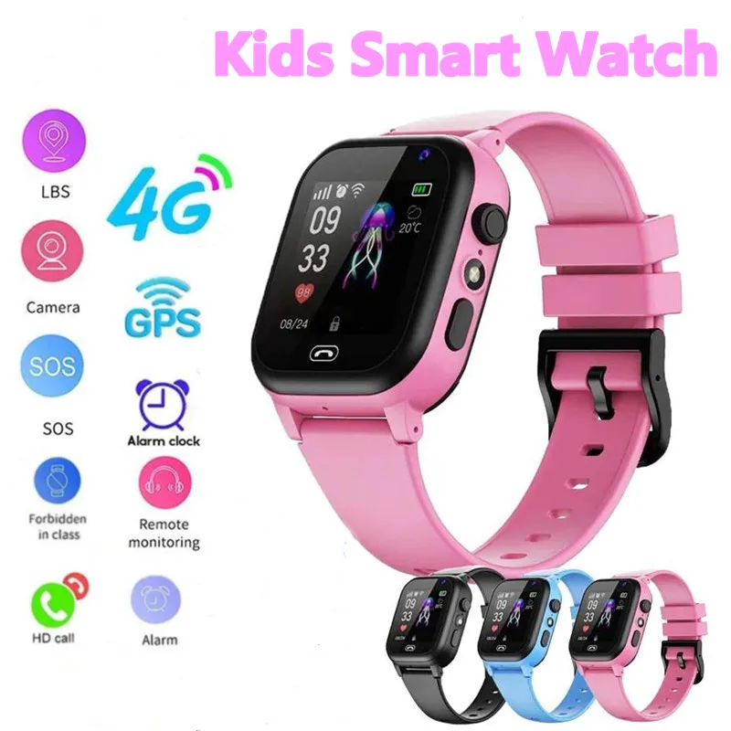 Kids 4G Smart Watch SOS GPS Location Video Call Sim Card SmartWatch Camera with Light Touch-screen Waterproof Watch For Children