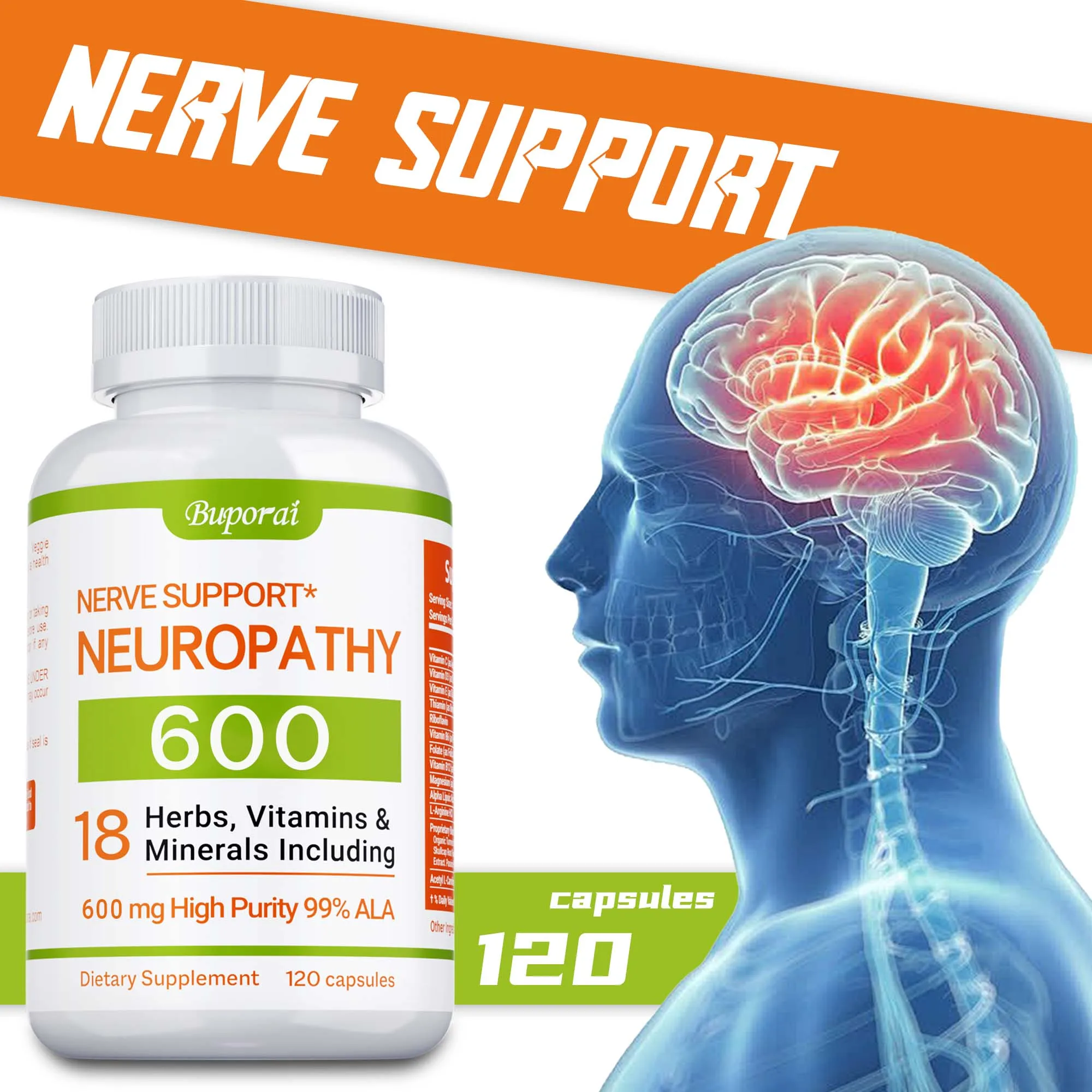 

Neuropathy Support Supplement - for Feet Hands Fingers Legs,Nervous System Health,with 18 in 1 Natural Peripheral Nerve Vitamins