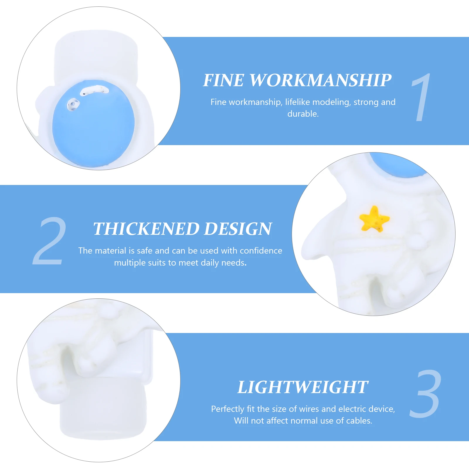 

10pcs Astronaut Design Data Line Protectors Bites For Usb Cables Pp Resin Material Cord Holder Charging Cable Saver