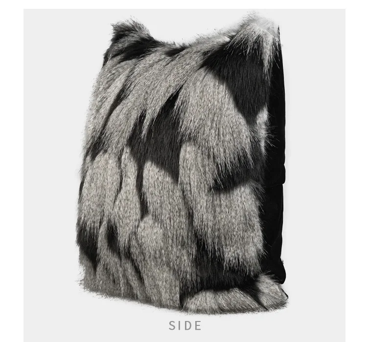 

Роскошная длинноворсовая наволочка из искусственного пуха черного и серого цвета, современная высококачественная декоративная наволочка для дома