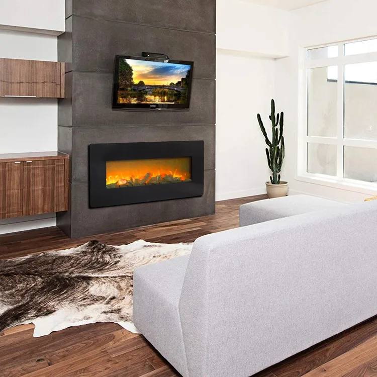 42" 1400W-Wall & Wall Mounted Electric Heater, Remote Control, Adjustable Thermostat Recessed Electric Fireplace