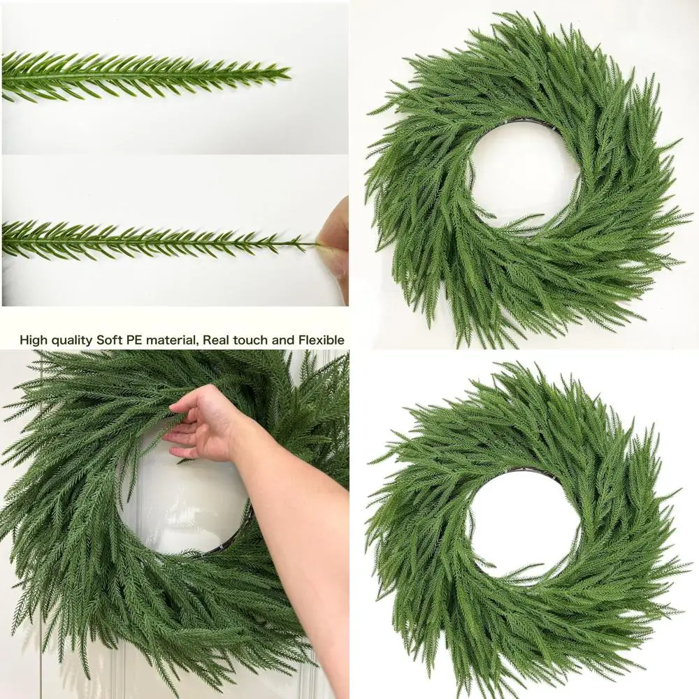 

Large 36 Inch Artificial Green Norfolk Pine Wreath for All Seasons, Indoor Outdoor Holiday Home Decor