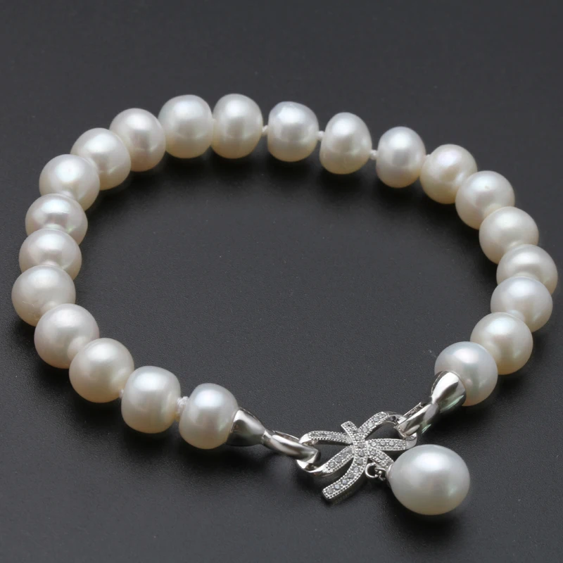 Fashion Wedding Freshwater button Pearl Bracelet for Women Real Natural Pearl Bracelets Girl Best Gift Birthday Top Quality