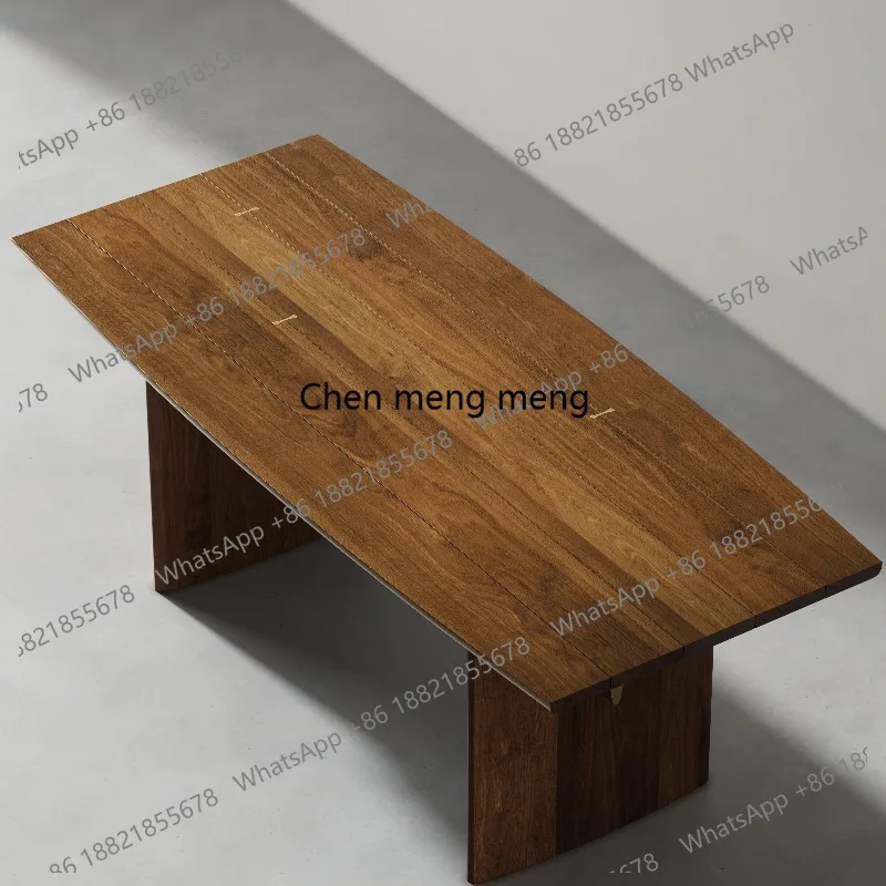 

Solid wood dining table and chair combination household rectangular retro wabi oak dining table