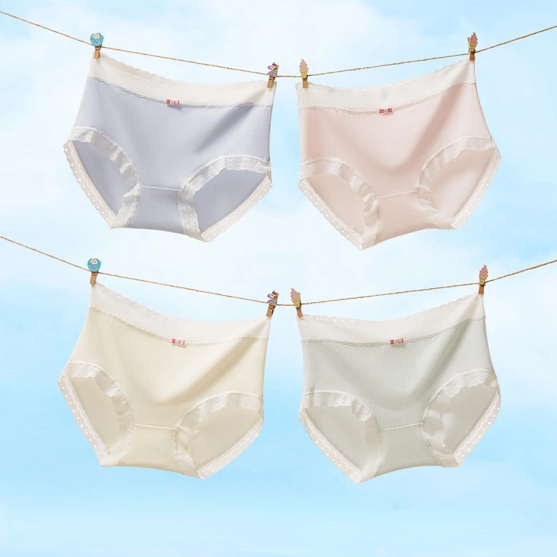 

Breathable Underwear, Mid Waist, Adult Mulberry Silk, Girl's Simple and Traceless Pure Cotton Nude Triangle Pants