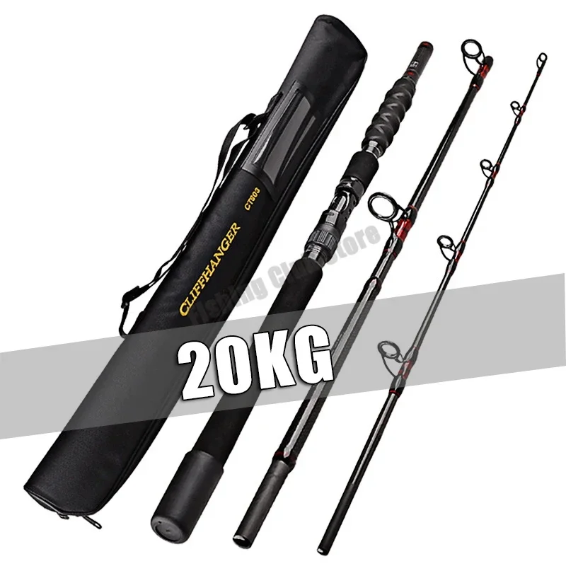 Fishing Rod 20-50Lb 1.8-2.7m 3 Section Baitcasting Spinning Rod Test 20kg Heavyweight  Lure Casting Travel Rod Gift Rod Cover