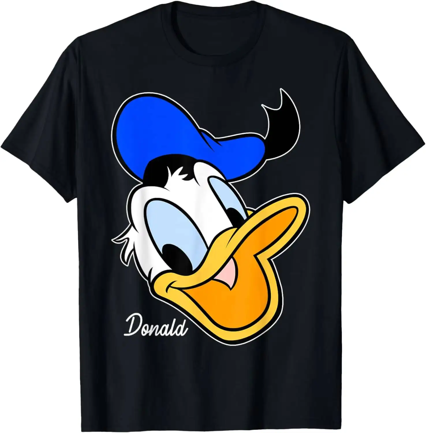 Mickey And Friends Donald Duck Big Face Summer Short-Sleeved Breathable Sweat-Wicking Versatile Fashion T-Shirt For 100% Cotton