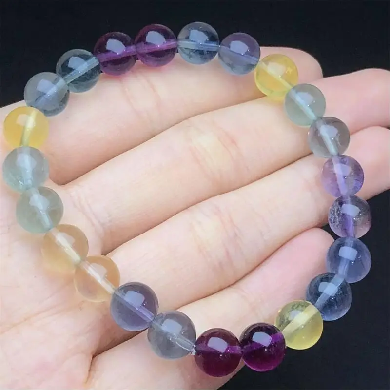 

8MM Natural Colored Fluorite Bracelet Handmade Crystal Jewelry Stretch Bangle Children Birthday Gift 1pcs