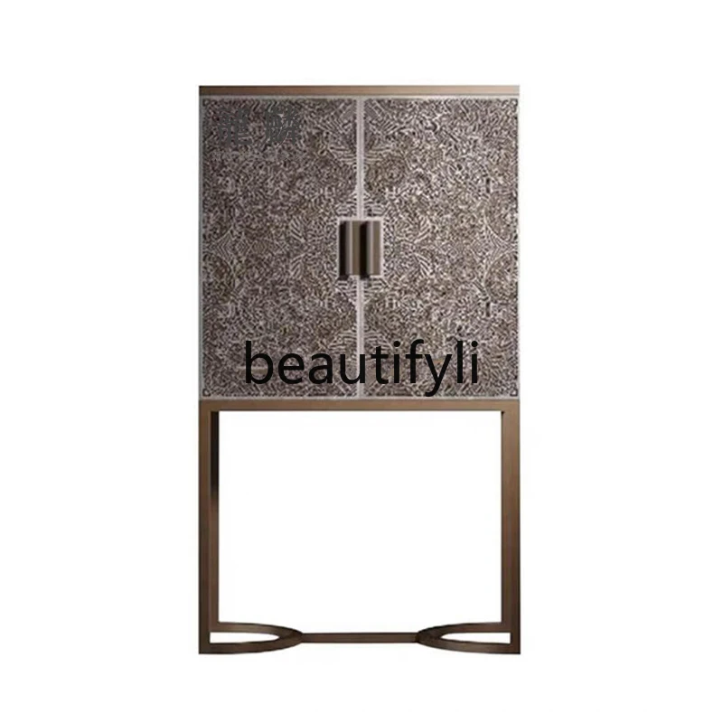 

Simple and modern solid wood, decorative cabinets, hotel clubhouse light luxury new Chinese high cabinet locker