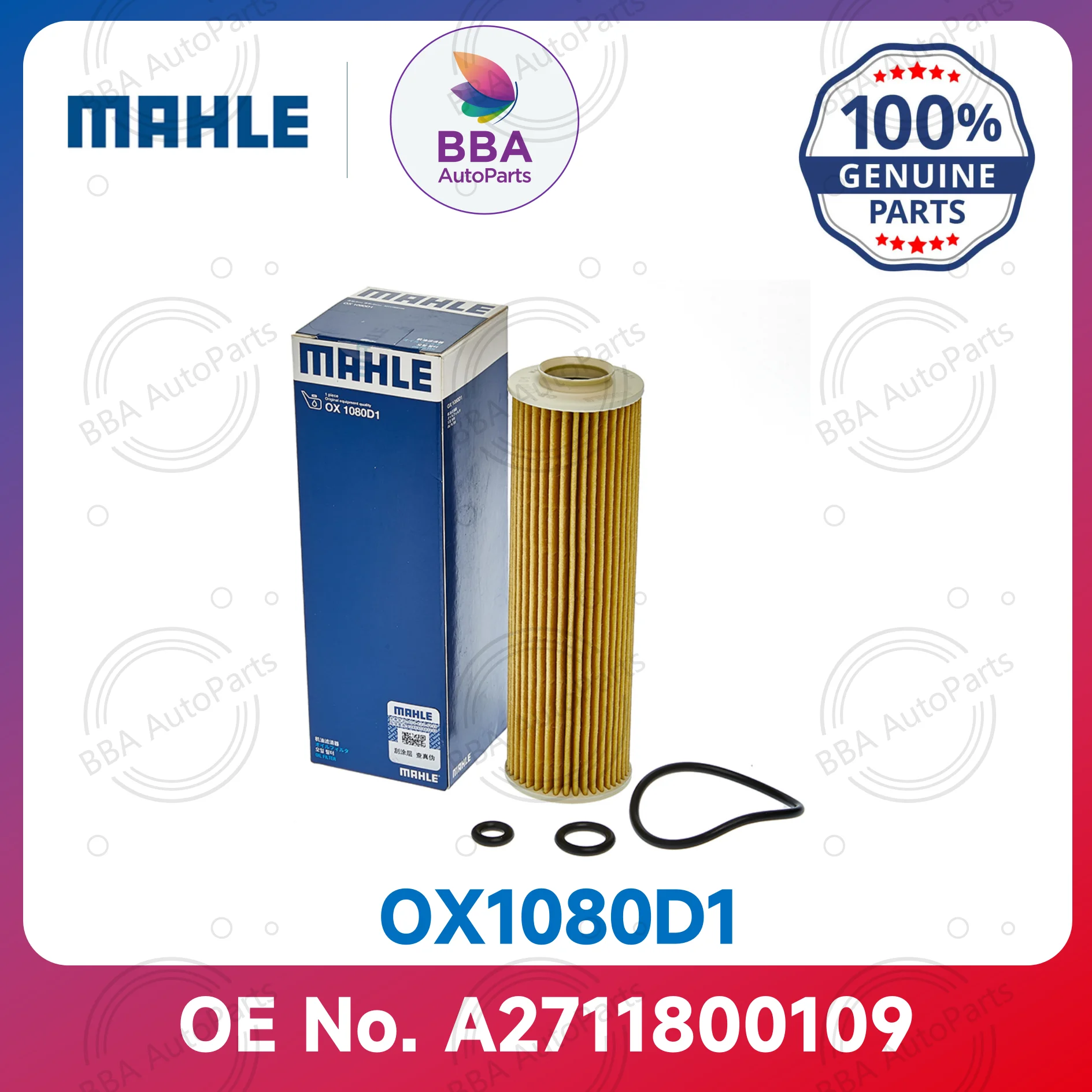 

Mahle OX1080D1 OX183/1D oil filter for Benz C180K C200K E200K with OE A2711800109 A2711800009 2711800009