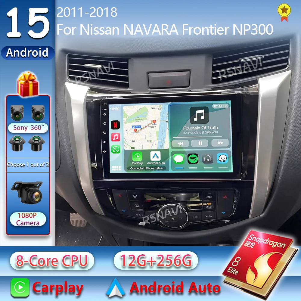 Radio para Auto con Android 15 para Nissan NAVARA Frontier NP300 2011-2018, Carplay, Navegación GPS, Reproductor Multimedia, WiFi+4G, Video Estéreo
