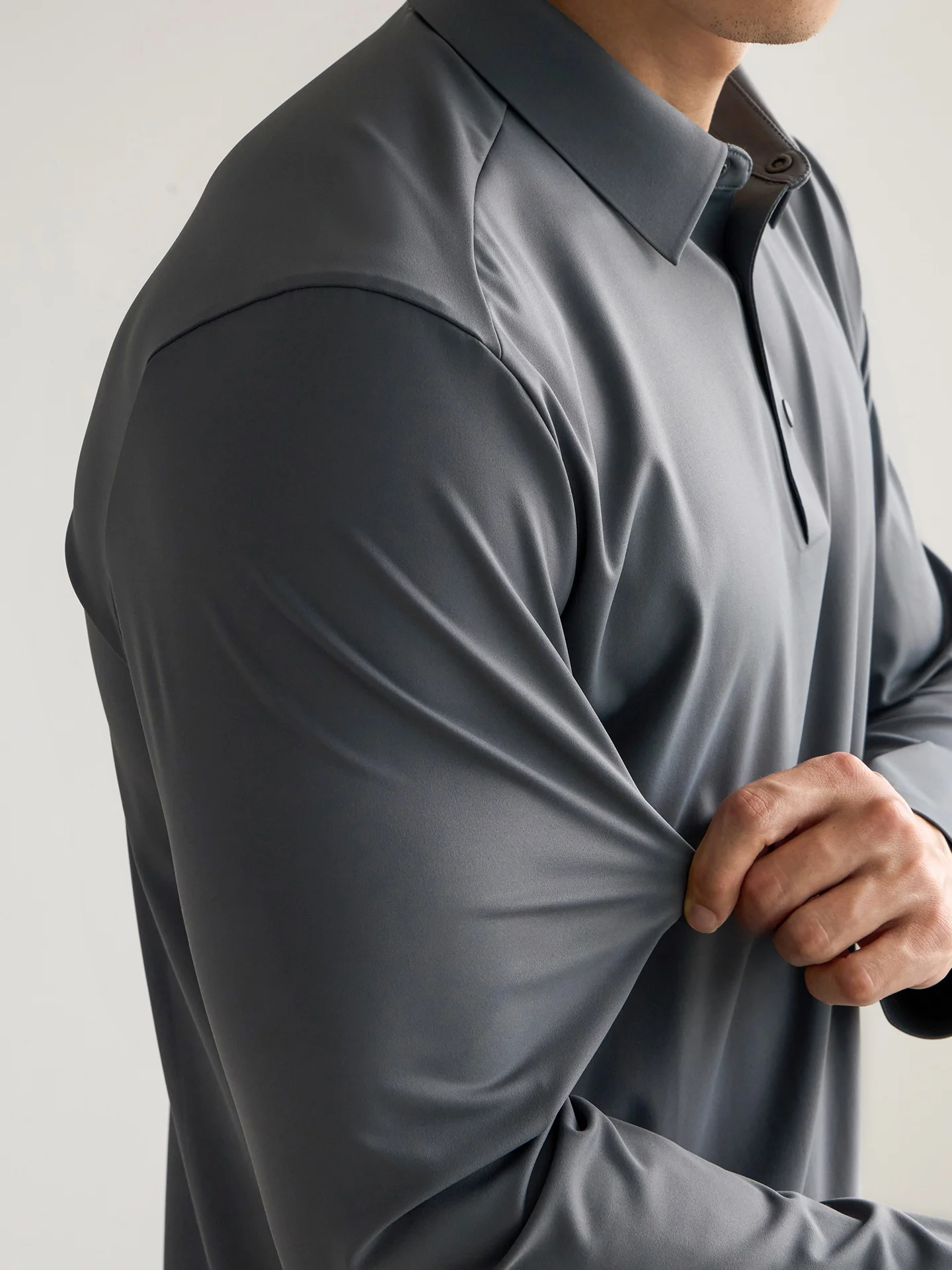 Business Casual Long Sleeve  Shirt Men's Seamless High Elasticity Glued  3D Tailoring Commute Autumn New Style