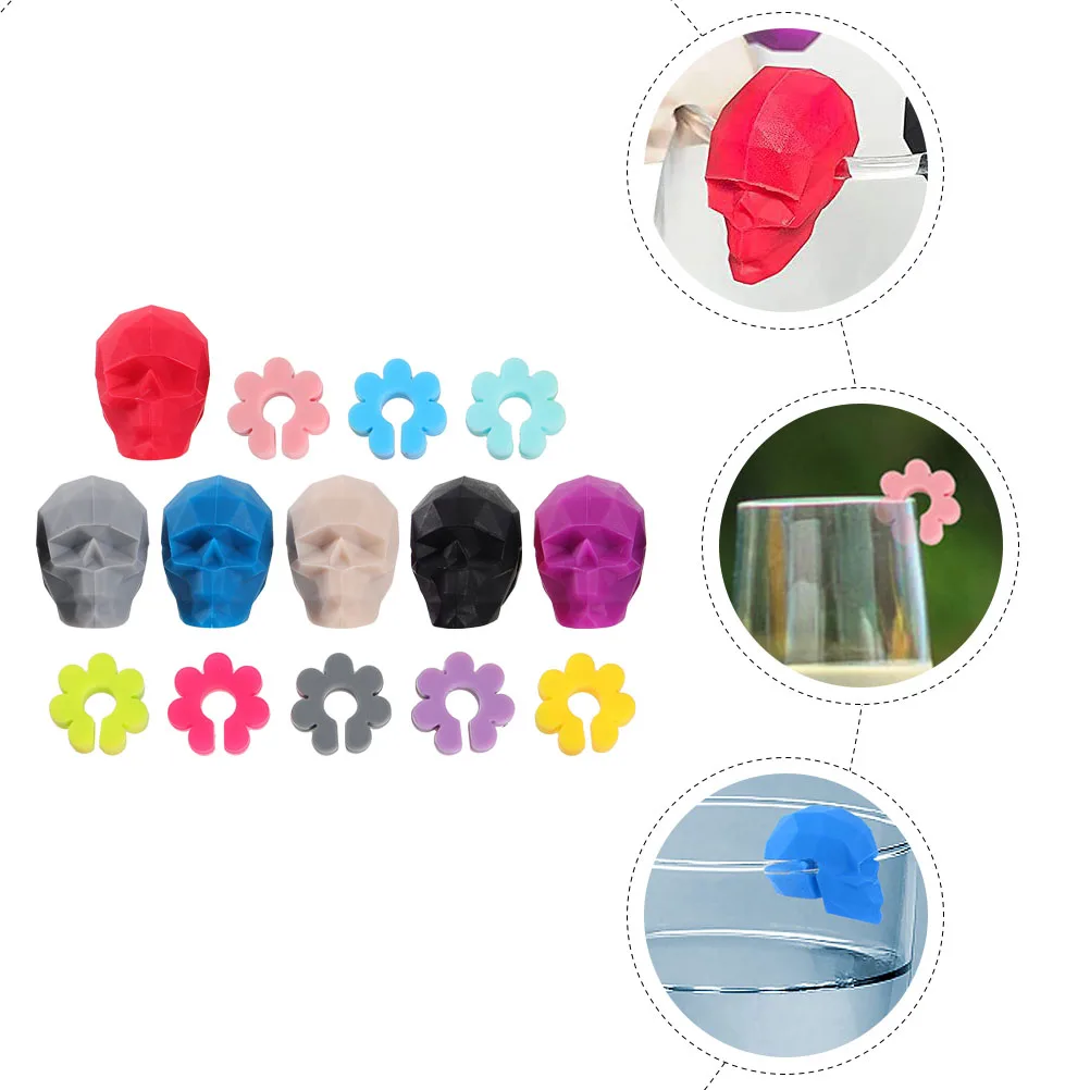 

14pcs Wine Glass Charms Silicone Cup Markers Reusable Drink Identifiers Party Glass Adornments For Weddings Bars Ktv Cocktail