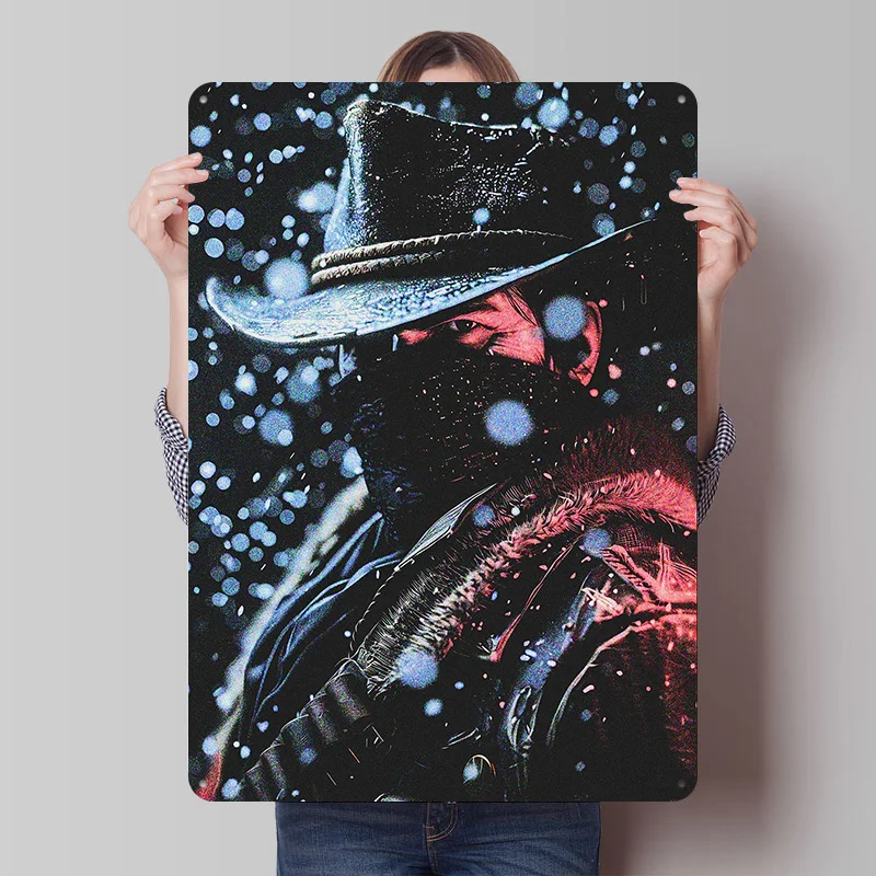 Arthur Morgan in the Snow Metal Poster Custom Wall Art Retro Vintage Tinplate Signs for Decoration Bedroom Desk Decor Room House