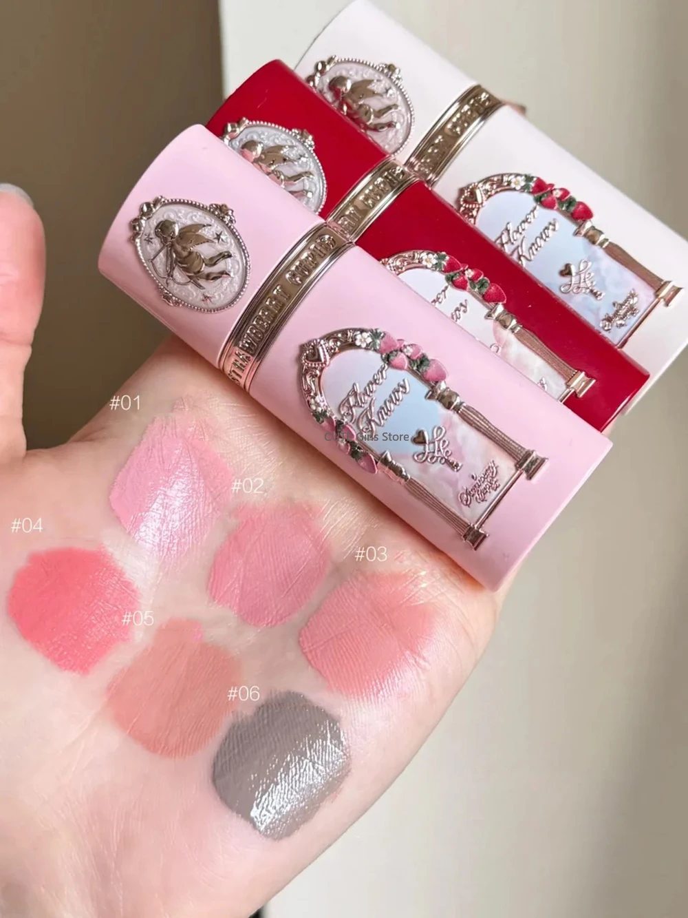 مجموعة مكياج فلاور كنو لكامل الوجه، مرآة سطح المكتب، ظلال العيون، أحمر الخدود، كريم الشفاه المرطب الناعم غير اللامع #5