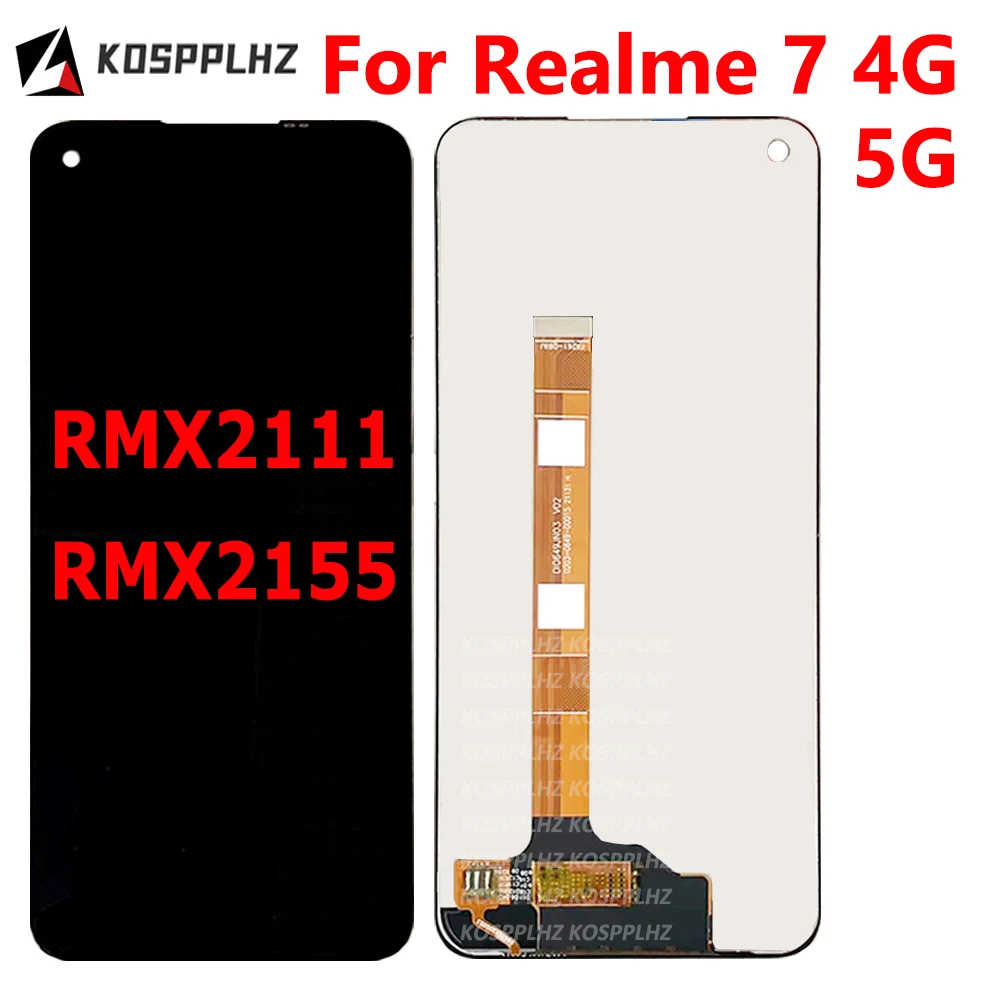 100% Tested For Realme 7 4G / 5G LCD Display Screen Front Touch Panel Replacement For Realme RMX2111 RMX2155 RMX2151 LCD + Glue