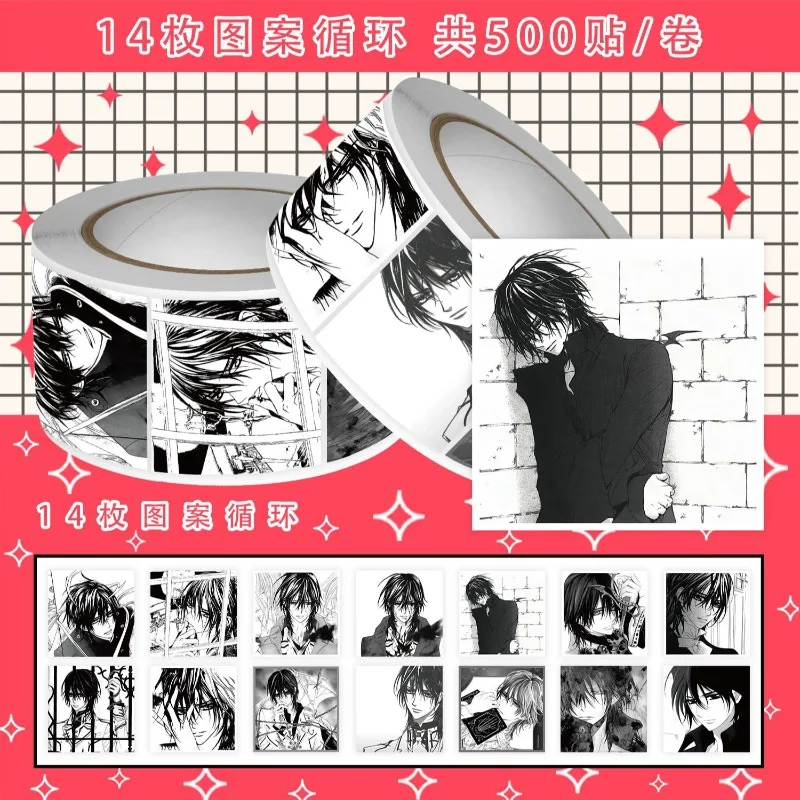 Vampire Knight Kaname Kuran500 PCS Roll Paste High Color Value Animation Cartoon Printing Mobile Phone Shell Desktop Decoration view 2