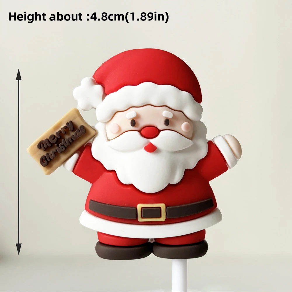 Neue Cupcake-Dekoration für Weihnachtskuchen, weicher Gummi-Weihnachtsbaum, Weihnachtsmann, Schneemann für Neujahr 2025, Weihnachts-Kuchenaufsatz – Detail 6