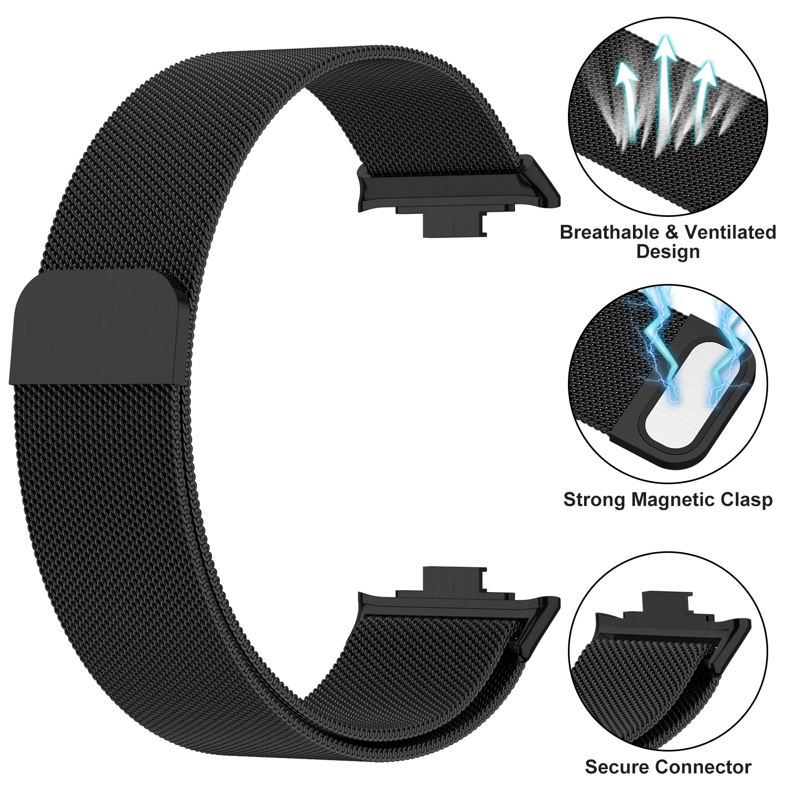 Pulseira de aço inoxidável para redmi watch 4, pulseira magnética com laço milanês para xiaomi band 8 pro, acessórios de pulseira