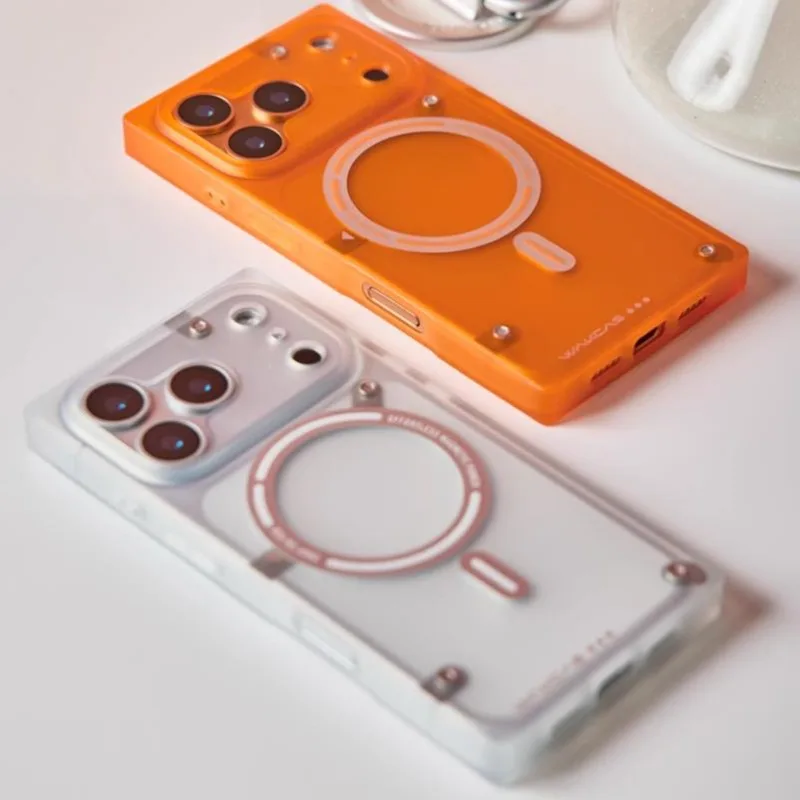 WAKCAS матовый чехол для телефона для iPhone 16/17 серии с магнитной присоской, персонализированный трендовый чехол для телефона, нишевый квадратный защитный чехол