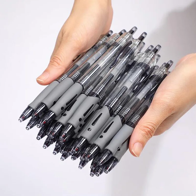 Document 0.5mm Retractable Gel Pens Set Black Ink Ballpoint for Writing Refills Office Accessories School Supplies Stationery