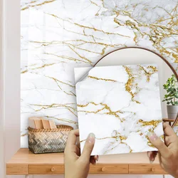 10pcs White gold marble tile Veneer Home renovation Renovation Kitchen backsplash bathroom bar decorative wall veneer 10-30cm